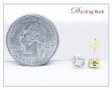 Round White Diamond Centre Halo Illusion Set with Sided Rectangular Grooves Stud Earrings for Women (0.20 ctw, Color I-J, Clarity I1-I2) in 18K Yellow Gold in Screw Back