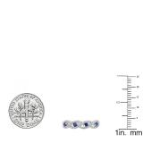 0.40 Carat (ctw) 10K White Gold Round Blue Sapphire & White Diamond Ladies Bridal Stackable Anniversary Wedding Band Swirl Ring
