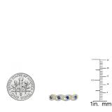 0.40 Carat (ctw) 10K Yellow Gold Round Blue Sapphire & White Diamond Ladies Bridal Stackable Anniversary Wedding Band Swirl Ring