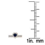1.05 Carat (ctw) 10K Rose Gold Heart Cut Blue Sapphire & Round Cut White Diamond Ladies Heart Shaped Bridal Engagement Ring With Matching Band Set 1 CT
