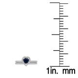 1.05 Carat (ctw) 18K White Gold Heart Cut Blue Sapphire & Round Cut White Diamond Ladies Heart Shaped Bridal Engagement Ring With Matching Band Set 1 CT