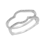 0.20 Carat (ctw) 10K White Gold Round White Diamond Ladies Anniversary Wedding Band Enhancer Guard Double Ring 1/5 CT