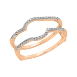 0.20 Carat (ctw) 14K Rose Gold Round White Diamond Ladies Anniversary Wedding Band Enhancer Guard Double Ring 1/5 CT