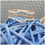 0.20 Carat (ctw) 14K Rose Gold Round White Diamond Ladies Anniversary Wedding Band Enhancer Guard Double Ring 1/5 CT