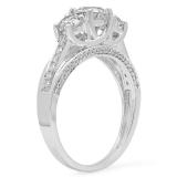 1.40 Carat (ctw) 10K White Gold Round White Diamond 3 Stone Ladies Promise Bridal Engagement Ring