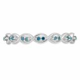 0.10 Carat (ctw) Sterling Silver Round Blue Diamond Ladies Anniversary Wedding Stackable Band Ring 1/10 CT