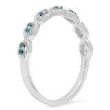 0.10 Carat (ctw) Sterling Silver Round Blue Diamond Ladies Anniversary Wedding Stackable Band Ring 1/10 CT