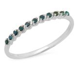 0.12 Carat (ctw) Sterling Silver Round Blue Diamond Ladies Anniversary Wedding Band Stackable Ring