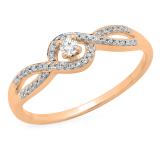 0.15 Carat (ctw) 10K Rose Gold Round Cut Diamond Ladies Twisted Swirl Split Shank Bridal Engagement Ring
