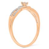 0.15 Carat (ctw) 10K Rose Gold Round Cut Diamond Ladies Twisted Swirl Split Shank Bridal Engagement Ring