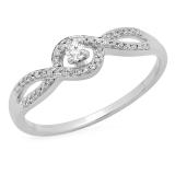 0.15 Carat (ctw) 10K White Gold Round Cut Diamond Ladies Twisted Swirl Split Shank Bridal Engagement Ring