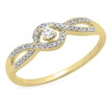 0.15 Carat (ctw) 10K Yellow Gold Round Cut Diamond Ladies Twisted Swirl Split Shank Bridal Engagement Ring