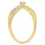 0.15 Carat (ctw) 10K Yellow Gold Round Cut Diamond Ladies Twisted Swirl Split Shank Bridal Engagement Ring
