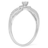 0.15 Carat (ctw) 10K White Gold Round White Diamond Ladies Swirl Split Shank Bridal Promise Engagement Ring