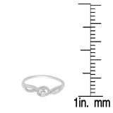 0.15 Carat (ctw) 10K White Gold Round White Diamond Ladies Swirl Split Shank Bridal Promise Engagement Ring