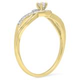 0.15 Carat (ctw) 10K Yellow Gold Round White Diamond Ladies Swirl Split Shank Bridal Promise Engagement Ring
