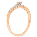0.15 Carat (ctw) 14K Rose Gold Round White Diamond Ladies Swirl Split Shank Bridal Promise Engagement Ring