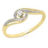 0.15 Carat (ctw) 18K Yellow Gold Round White Diamond Ladies Swirl Split Shank Bridal Promise Engagement Ring