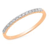 0.15 Carat (ctw) 14K Rose Gold Round Cut White Diamond Ladies Anniversary Wedding Stackable Band