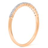 0.15 Carat (ctw) 14K Rose Gold Round Cut White Diamond Ladies Anniversary Wedding Stackable Band