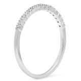 0.15 Carat (ctw) 14K White Gold Round Cut White Diamond Ladies Anniversary Wedding Stackable Band