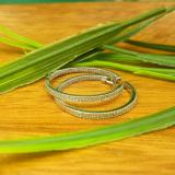 0.55 Carat (ctw) 10K White Gold Round White Diamond Ladies In and Out Fashion Hoop Earrings 1/2 CT