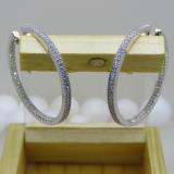 0.55 Carat (ctw) 14K White Gold Round White Diamond Ladies In and Out Fashion Hoop Earrings 1/2 CT
