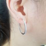 0.55 Carat (ctw) 14K White Gold Round White Diamond Ladies In and Out Fashion Hoop Earrings 1/2 CT