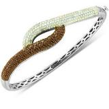 3.00 Carat (ctw) 10K White Gold Round White & Red Diamond Ladies Fashion Bangle Bracelet 3 CT