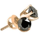 0.58 Carat (ctw) 10K Rose Gold Round Black Diamond Ladies Stud Earrings 1/2 ct