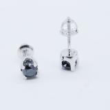 0.58 Carat (ctw) 10K White Gold Round Black Diamond Ladies Stud Earrings 1/2 ct