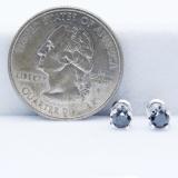 0.58 Carat (ctw) 10K White Gold Round Black Diamond Ladies Stud Earrings 1/2 ct