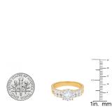 1.05 Carat (ctw) 14K Yellow Gold Round & Princess Cut White Diamond Soliel Style Engagement Ring Set 1 CT