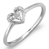 0.06 Carat (ctw) Sterling Silver Round Cut Real Diamond Heart Shaped Promise Ring