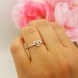 0.06 Carat (ctw) Sterling Silver Round Cut Real Diamond Heart Shaped Promise Ring