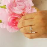 0.06 Carat (ctw) Sterling Silver Round Cut Real Diamond Heart Shaped Promise Ring