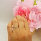 0.06 Carat (ctw) Sterling Silver Round Cut Real Diamond Heart Shaped Promise Ring