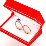 1.40 Carat (ctw) 18K Rose Gold Round Cut Blue Sapphire & White Diamond Ladies Bridal Halo Engagement Ring With Matching Band Set