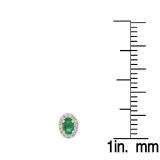0.60 Carat (ctw) 18K Yellow Gold Oval Cut Emerald & Round Cut White Diamond Ladies Halo Style Fashion Stud Earrings