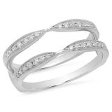 0.22 Carat (ctw) 14K White Gold Round Diamond Ladies Anniversary Wedding Band Guard Double Ring 1/4 CT