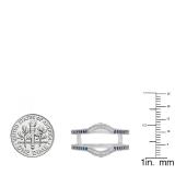 0.50 Carat (ctw) 14K White Gold Round Blue Sapphire & White Diamond Ladies Anniversary Wedding Band Enhancer Double Guard Ring 1/2 CT