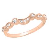 0.15 Carat (ctw) 10K Rose Gold Round Cut Diamond Ladies Anniversary Wedding Stackable Contour Guard Band