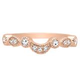 0.15 Carat (ctw) 10K Rose Gold Round Cut Diamond Ladies Anniversary Wedding Stackable Contour Guard Band