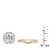 0.15 Carat (ctw) 10K Rose Gold Round Cut Diamond Ladies Anniversary Wedding Stackable Contour Guard Band