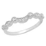0.15 Carat (ctw) 10K White Gold Round Cut Diamond Ladies Anniversary Wedding Stackable Contour Guard Band