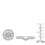 0.15 Carat (ctw) 10K White Gold Round Cut Diamond Ladies Anniversary Wedding Stackable Contour Guard Band