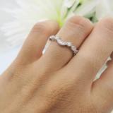 0.15 Carat (ctw) 10K White Gold Round Cut Diamond Ladies Anniversary Wedding Stackable Contour Guard Band