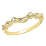 0.15 Carat (ctw) 10K Yellow Gold Round Cut Diamond Ladies Anniversary Wedding Stackable Contour Guard Band