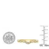 0.15 Carat (ctw) 10K Yellow Gold Round Cut Diamond Ladies Anniversary Wedding Stackable Contour Guard Band