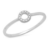 0.05 Carat (ctw) 14K White Gold Round Cut White Diamond Ladies Bridal Engagement Circle Ring